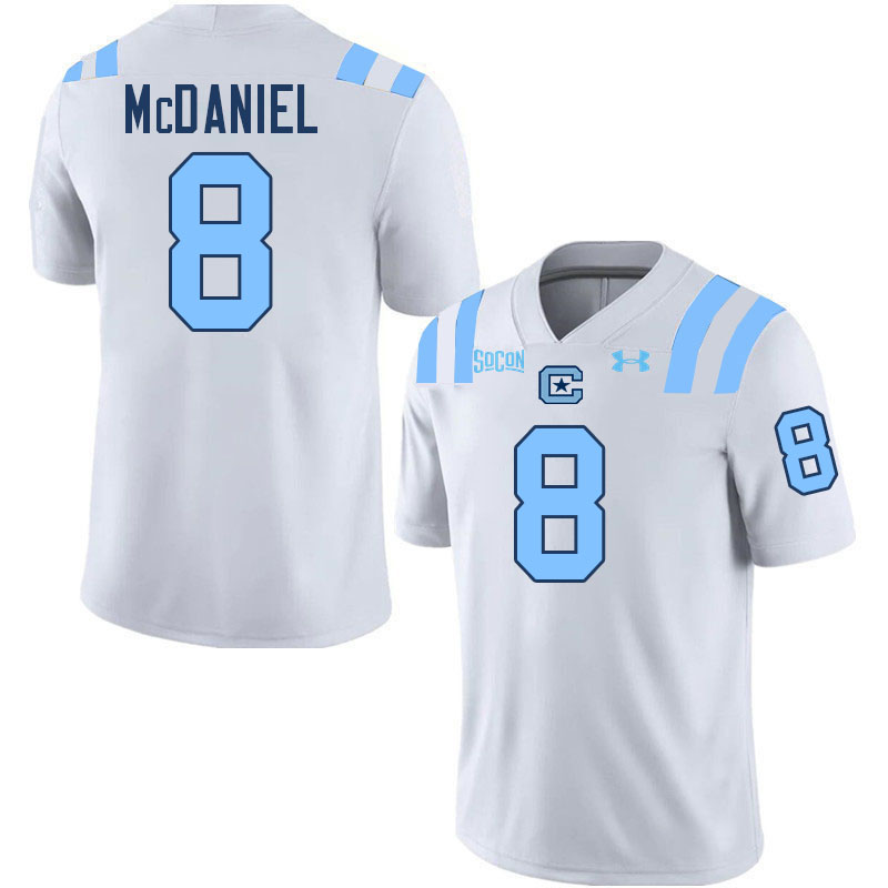 The Citadel Bulldogs #8 Tyrik McDaniel College Football Jerseys,Uniforms-White
